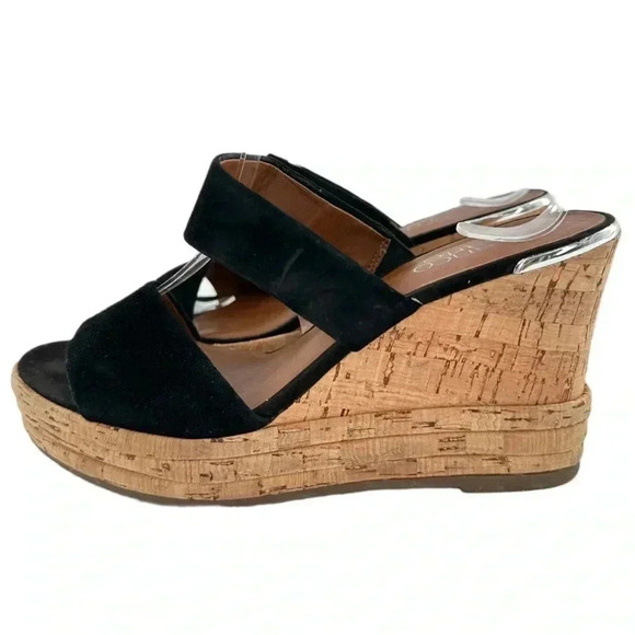 Franco Sarto womens size 8 38 black suede chunky platform slides - Picture 4 of 12